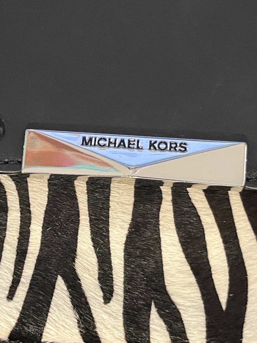 NWOT Michael Kors Jade Black Calf Hair Shoulder Bag Zebra - Picture 9 of 9